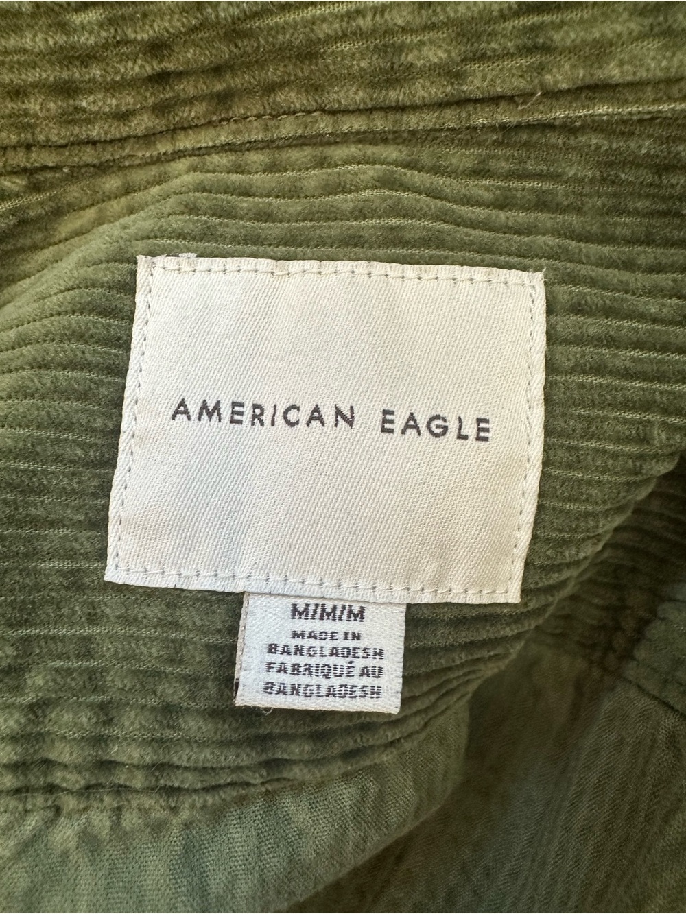 American Eagle Corduroy Button Down Shirt Green Men’s Sz M